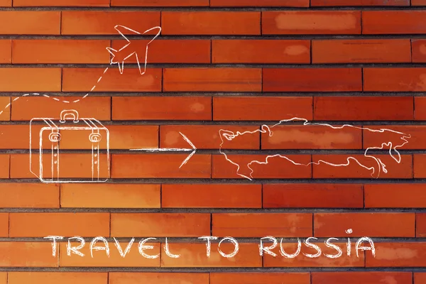 Industrie du voyage : avion et bagages vont en Russie — Photo