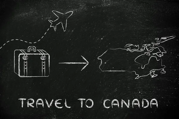 Cestovního ruchu: letadlo a jedou do Kanady — Stock fotografie