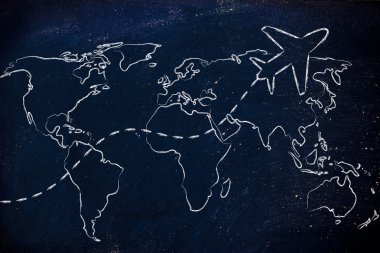 seyahat endüstrisinin: uçak yollarla Dünya Haritası