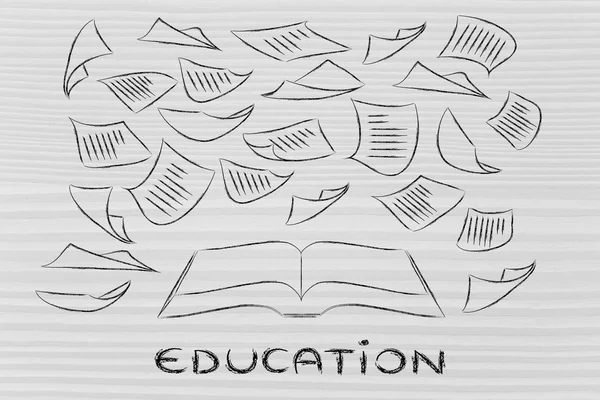 Education is the key, book with pages flying around — Stock Photo, Image