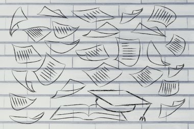 Anahtar, kitap sayfaları etrafında uçan ile eğitimdir