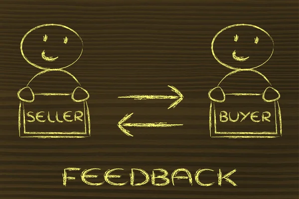 Communicatie en feedback tussen verkoper en koper — Stockfoto