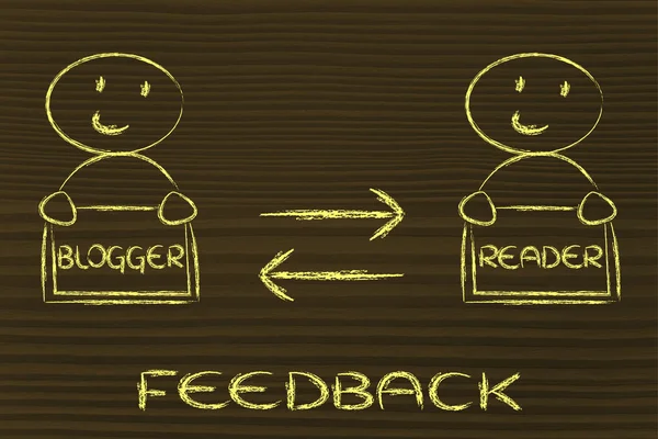 Communicatie en feedback tussen blogger en lezer — Stockfoto