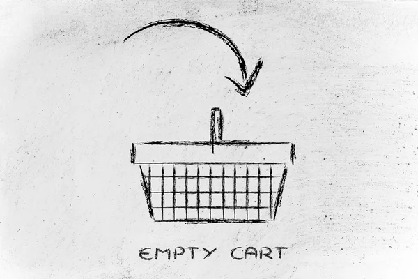 箭头指示空购物车 — 图库照片