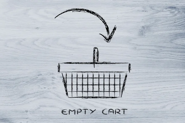 arrow indicating an empty shopping cart