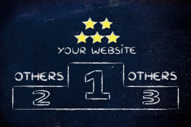 SEO, arama motoru optimizasyonu podyum illüstrasyon