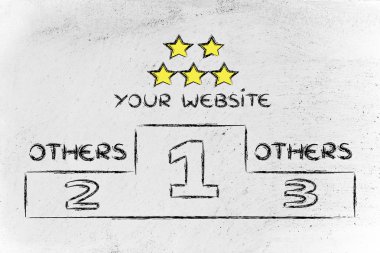 SEO, arama motoru optimizasyonu podyum illüstrasyon