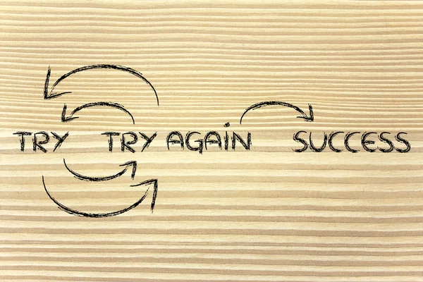 Probeer en probeer het opnieuw tot succes — Stockfoto
