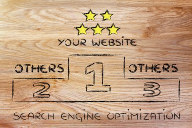 SEO, arama motoru optimizasyonu podyum illüstrasyon