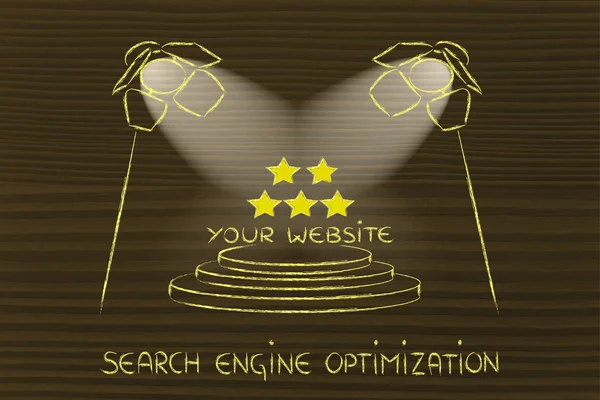 SEO, Zoekmachineoptimalisatie, spotlight-ontwerp — Stockfoto