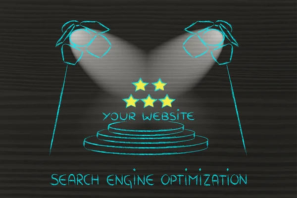 SEO, Zoekmachineoptimalisatie, spotlight-ontwerp — Stockfoto