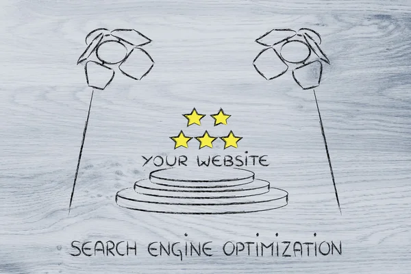 SEO, Zoekmachineoptimalisatie, spotlight-ontwerp — Stockfoto