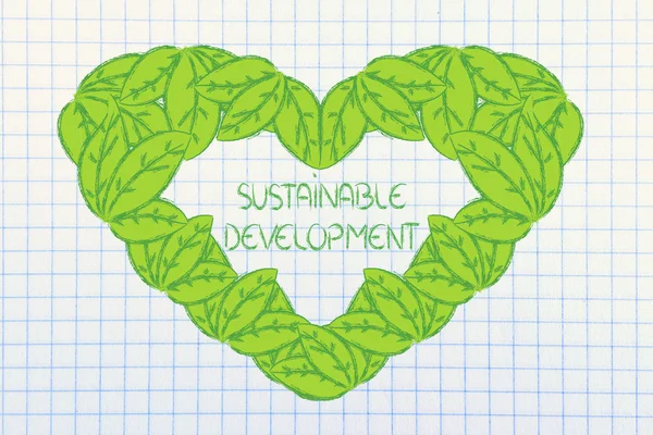Ecología y economía verde, corazón hecho de hojas —  Fotos de Stock
