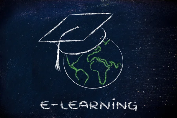 E-learning, corsi online globali e cap di laurea — Foto Stock