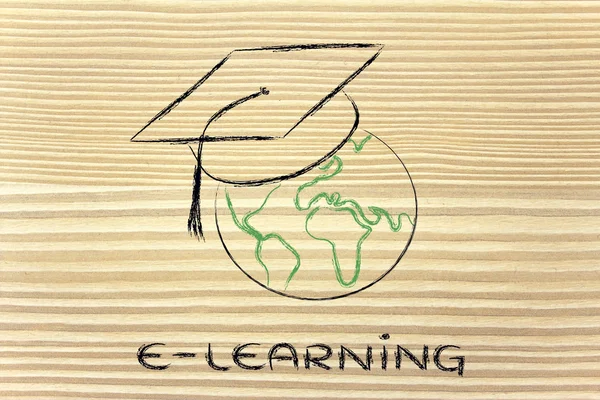 E-learning, corsi online globali e cap di laurea — Foto Stock