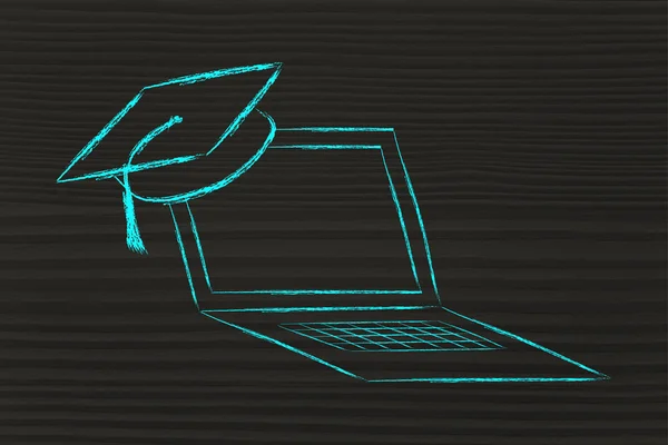 E-learning, corsi online e cap di laurea — Foto Stock