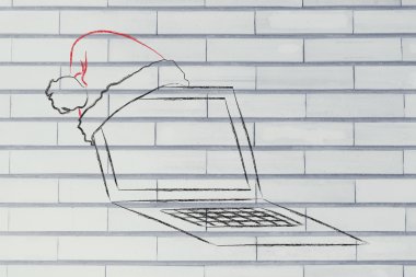 Santa claus şapka, Noel alışveriş online kavramı ile bilgisayar