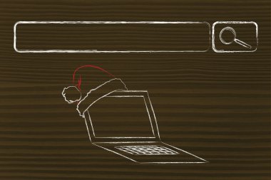 Arama çubuğu santa claus şapka, Noel alışveriş online kavramı ile