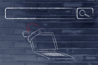 Arama çubuğu santa claus şapka, Noel alışveriş online kavramı ile