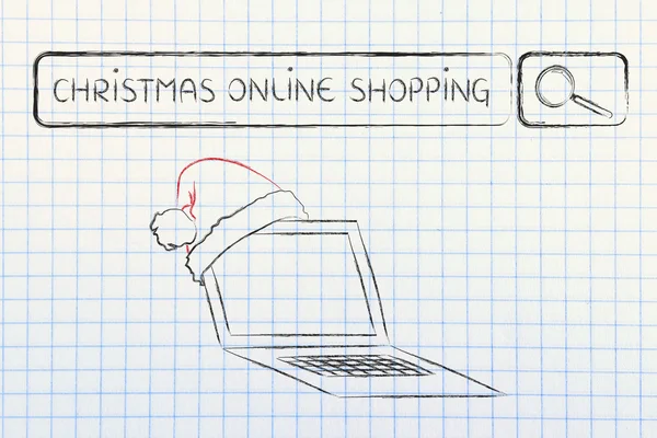 Search bar met kerstman hoed, concept van online het winkelen van Kerstmis — Stockfoto