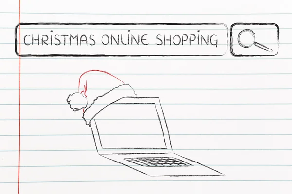 Search bar met kerstman hoed, concept van online het winkelen van Kerstmis — Stockfoto