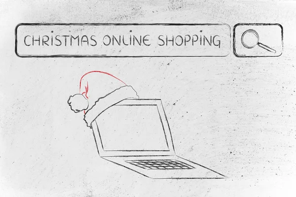 Sökfältet med jultomten hatt, begreppet jul shopping online — Stockfoto