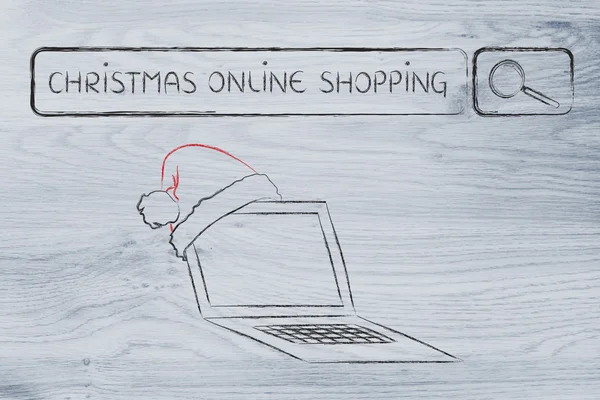 Search bar with santa claus hat, concept of Christmas shopping online — Stock Photo, Image