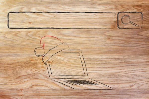 Arama çubuğu santa claus şapka, Noel alışveriş online kavramı ile