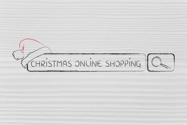 Search bar met kerstman hoed, concept van online het winkelen van Kerstmis — Stockfoto