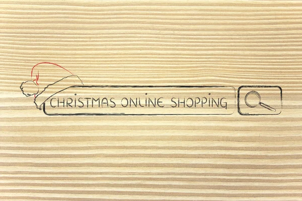 Search bar with santa claus hat, concept of Christmas shopping online — Stock Photo, Image