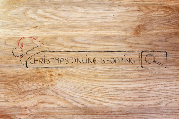 Pasek wyszukiwania z santa claus kapelusz, pojęcie Boże Narodzenie zakupy online — Zdjęcie stockowe
