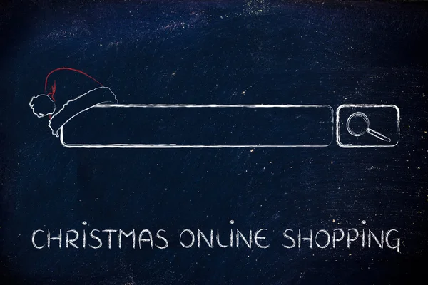 Search bar with santa claus hat, concept of Christmas shopping online — Stock Photo, Image