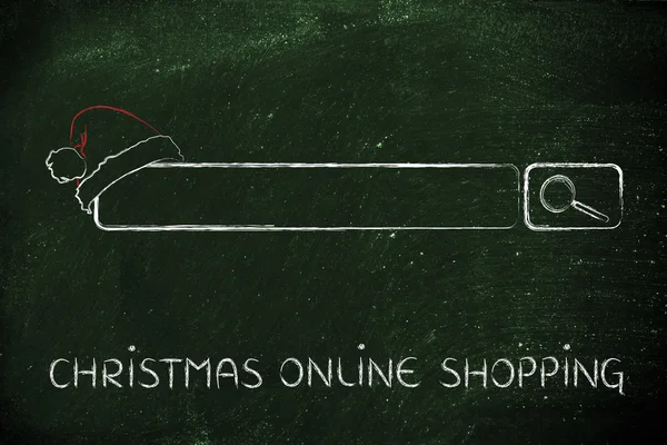 Search bar with santa claus hat, concept of Christmas shopping online — Stock Photo, Image