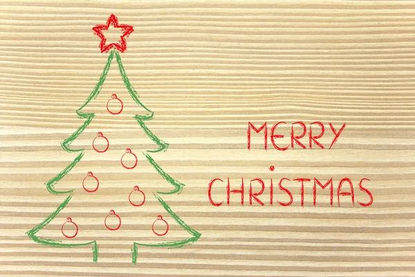 Weihnachtsbaum mit Weihnachtswünschen — Stockfoto