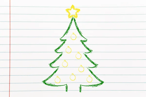 Weihnachtsbaum mit Weihnachtswünschen — Stockfoto