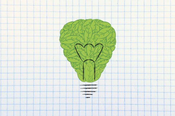 전구, 잎의 녹색 경제의 개념 — 스톡 사진