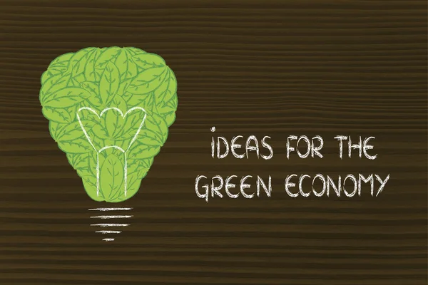 Glühbirne aus Blättern, Konzept der grünen Wirtschaft — Stockfoto