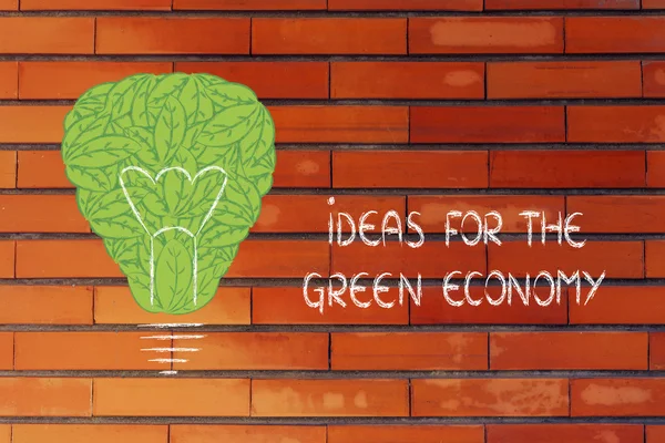 灯泡制成的叶子，绿色经济的概念 — 图库照片