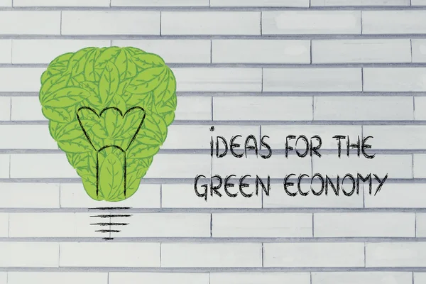 Ampoule en feuilles, concept d'économie verte — Photo