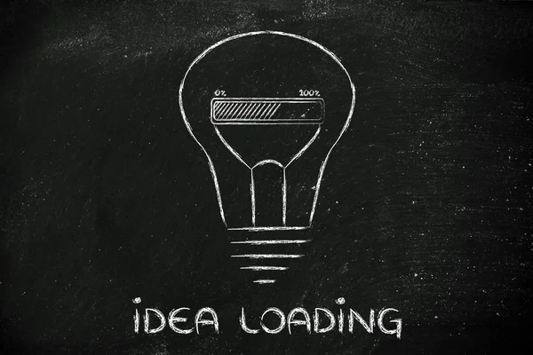 Grappige lightbulb met progress bar binnen, innovatie en nieuwe idee — Stockfoto