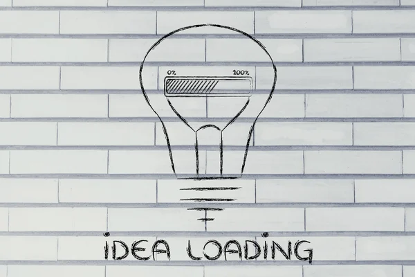 Funny lightbulb with progress bar inside, innovation and new idea — Stock Photo, Image