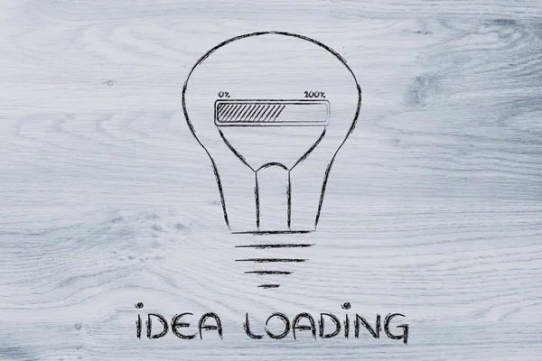 Funny lightbulb with progress bar inside, innovation and new idea — Stock Photo, Image