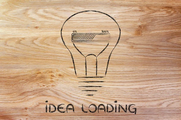 Ampoule drôle avec barre de progression à l'intérieur, innovation et nouvelle idée — Photo