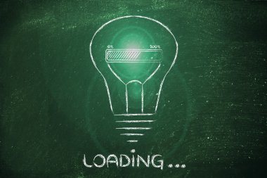 Komik ampul içinde ilerleme çubuğu ile