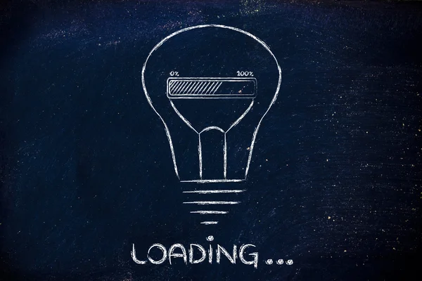 Loading: lightbulb with progress bar inside — Stock Photo, Image