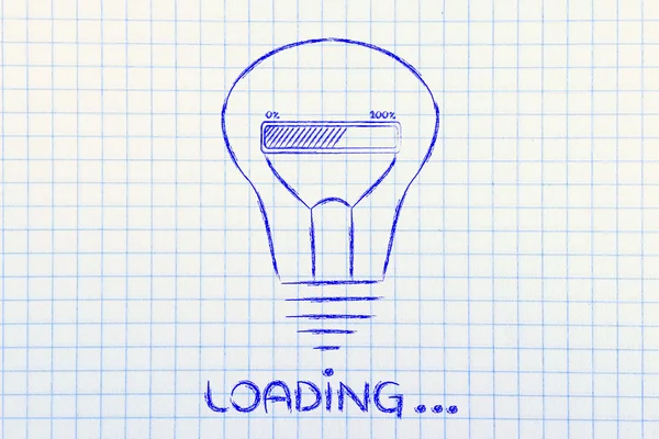 Loading: lightbulb with progress bar inside — Stock Photo, Image