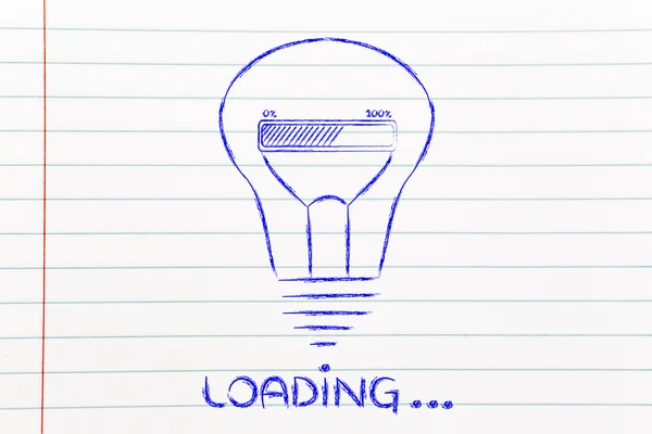 Loading: lightbulb with progress bar inside — Stock Photo, Image