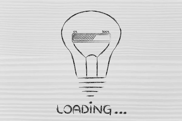 Loading: lightbulb with progress bar inside — Stock Photo, Image