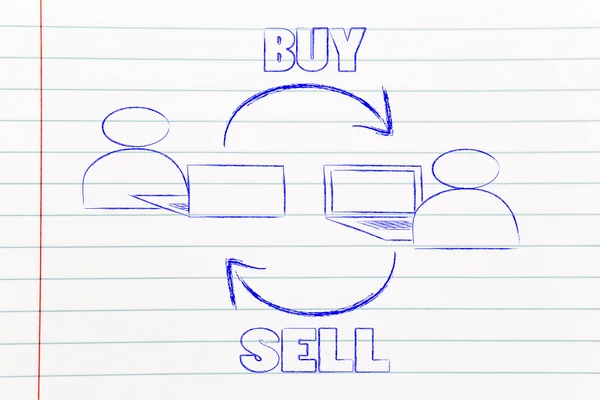 Nuevo tipo de negocio, el mercado en línea para vender y comprar — Foto de Stock