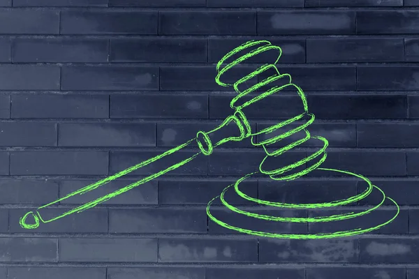 Law and courts: judges gavel illustration — Stock Photo, Image